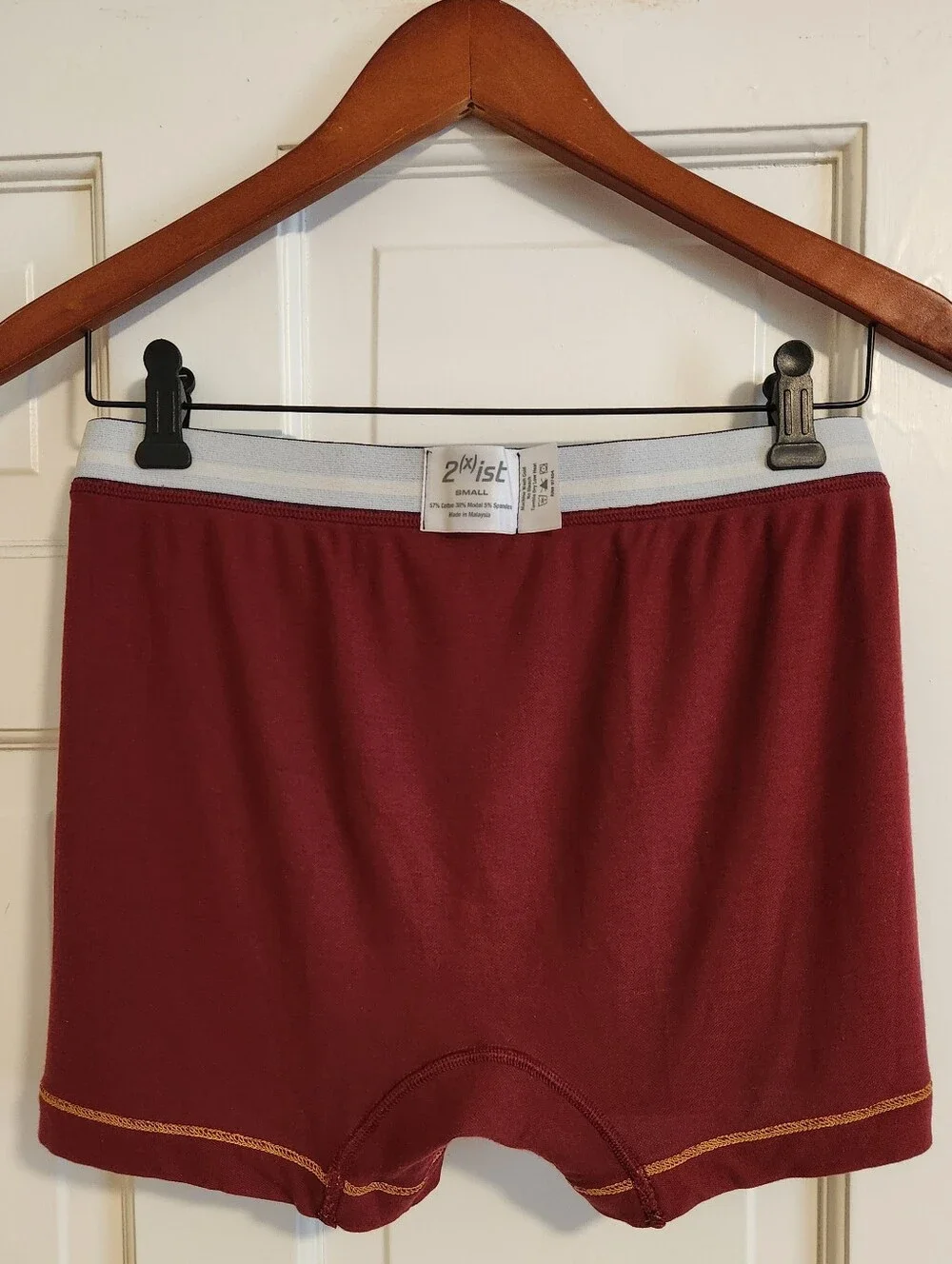 💪2(x)ist💪 - Burgundy/Yellow Boxer Brief w/Logo Waistband